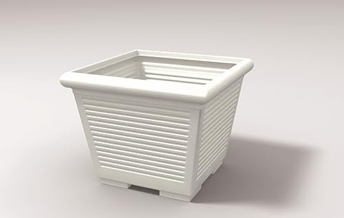 Kloris Vaso Fioriera QUADRATO millerighe resina da esterno cm 48x48 altezza cm 40 colore bianco 48 Litri Alta qualità Made in Italy
