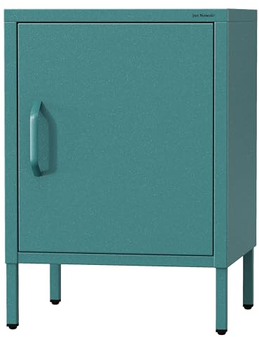 Jan Nowak Nachttisch Industrial - MIA | Nachtschrank Glitzernd mit Tür für Schlafzimmer, Kinderzimmer | Stahlschrank Abschliessbar, Nachtkasten Klein | Loft Stil | 42,4 x 59,5 x 40 cm | Marine