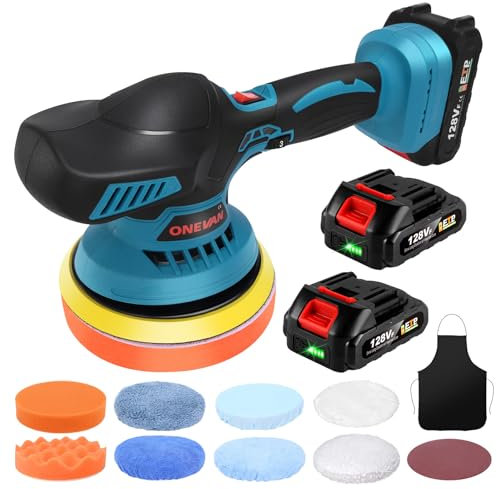 Yofuly Cordless Car Buffer Polisher, Car Buffers and Polishers Kit with 2* 2000mAh Battery, 6 Inch Dual Action Polisher Brushless Car Polishing Machine Detailing Kit 6 Variable Speed