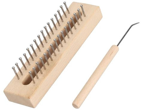 HERCHR Rechteckiger Strickwebstuhl, Strickwerkzeug-Set aus Holz Mit Häkelhaken, Schal, Mützen, Schalherstellungswerkzeug, DIY-Garn-Web-Sets, Wandteppich, DIY-Projekte, Stricken