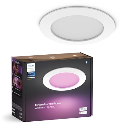 Philips Hue Smart Slim Einbauleuchte, 170mm, weißes und farbiges Licht, Bluetooth kompatibel, Sprachsteuerung mit Alexa, Apple Home und Google Assistant, weiß, 1er Pack