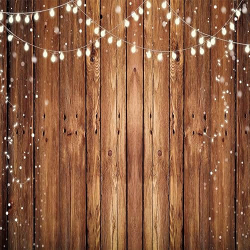 AIIKES 10x10FT Braun Hölz Foto Hintergrund Retro Baby Dusche Geburtstags Party Dekoration Studio Requisiten 12-660
