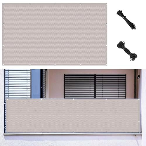 Tenda da Sole Balconi 170 x 500 cm Protezione Della Privacy, Frangivento in,Anti-Uv, Respirante, Durevole Telo Copertura Frangivento per Ringhiera, per Balcone, Bianco