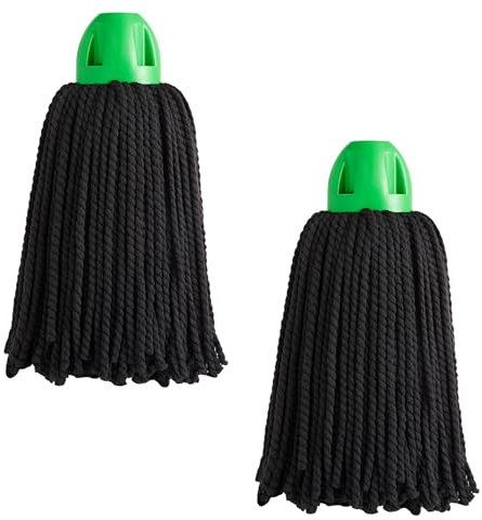 MAYA Fregona MAX Pro. Limpieza Eficiente y Duradera para Superficies Lisas. 100 % Microfibra. Extra Absorbente y Escurrefacil. Rosca Universal. Pack de 2 Fregonas (Casquillo Verde)