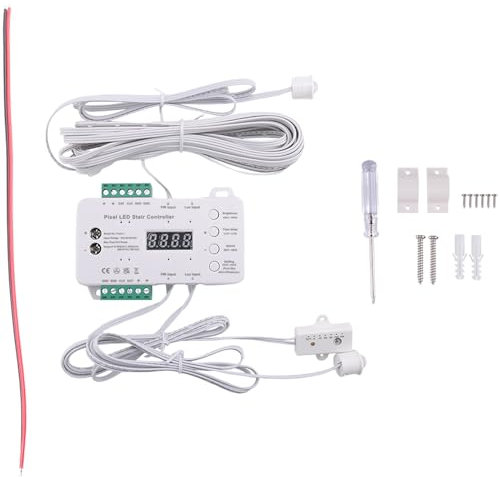 Geroosaty Contrôleur de Lumières D'Escalier à Capteur de Mouvement LED, Contrôleur LED RGB avec Capteur de Lumière Du Jour, Contrôleur D'Éclairage D'Escalier Facile à Installer et à Utiliser.