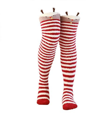 Activewear FüR Herren Tennissocken Herren 4346 Damen-Korallenvlies, verdickte -Streifen, warme Handtuch-Bodensocken, 2-teilige Strümpfe Sportsocken Herren 4346 Wandersocken Herren 4346 (Red, One Size)