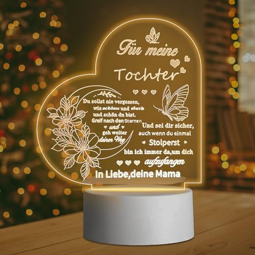 Geschenke für Tochter, Giftasy Geschenk für Tochter, Tochter Geschenke von Mama Papa, LED Acryl Nachtlicht Lampe, Geburtstagsgeschenk für Tochter, Geschenke für Weihnachten Erntedankfest Geschenke