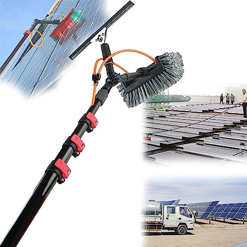 Asta per la Pulizia dei vetri, Asta per la Pulizia dei vetri/Spazzola telescopica con Alimentazione ad Acqua/pulitrice Estensibile per la Pulizia dei Pannelli fotovoltaici, finestre per Cami