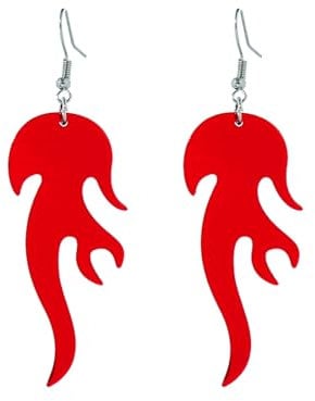 GAUEIOUR Flame Drop Dangle Earrings for Woman,Red Resin Lightweight Color Fire Burning Punk Personality Halloween Party Pendant Jewelry Presents