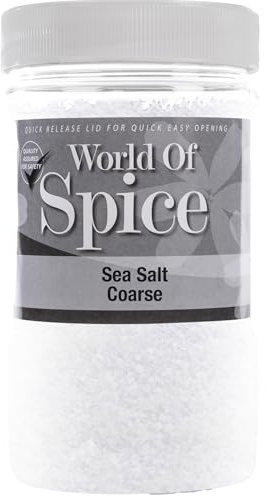 World of Spice Coarse Sea Salt 850g – Kosher Grade Sea Salt Spice Jar for Cooking – Premium 100% Natural Coarse Sea Salt for Cooking, Grinder Refill – Gourmet Spices and Seasonings Spices Jar