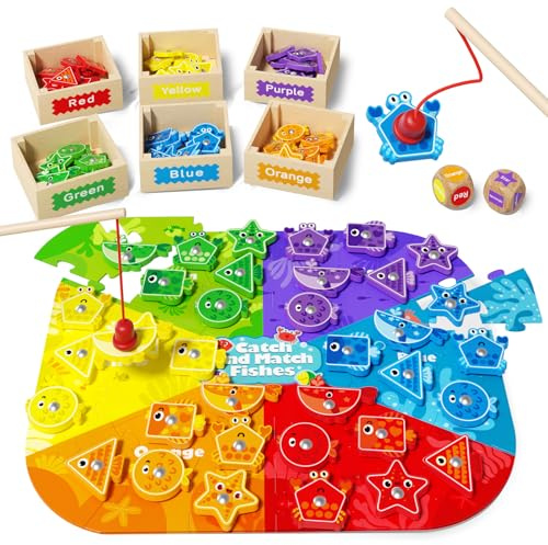 edutree Montessori-Spielzeug für Kleinkinder von 1-3 Jahren, Magnetisches Angelspiel für Kinder von 2-4 Jahren, Lernspielzeug zum Sortieren von Farben für Jungen und Mädchen von 3-5 Jahren