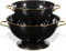 beifeier Metal Colander Set - 3.5 & 5 Quart, Colander with Gold Handle and Base, Dishwasher Safe, Kitchen Essential Strainer for Pasta Fruits Vegetables (LightBlack)