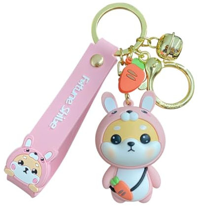 JTDZ Niedlicher chinesischer Sternzeichen-Glücks-Kaninchen-Schlüsselanhänger, Cartoon-Tiere, Schlüsselanhänger, weiches PVC, Rucksack, Autoschlüssel, Anhänger für Damen und Herren, hase, One size