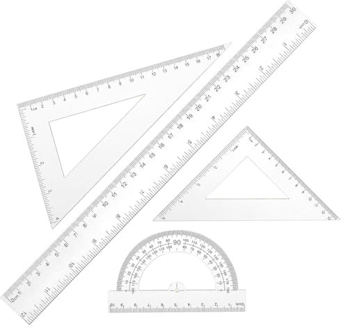 LONZIKP Set Geometria Righello 30 cm Squadra e Goniometro Kit Completo per Scuola, College e Ufficio Strumenti di Misura Precisi