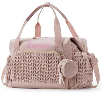 Wickeltasche für Mütter, personalisierbar, großes Fassungsvermögen, mit isolierter Tasche, Wickelunterlage, Pink, Large, Rucksack