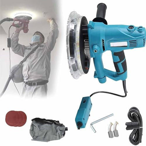 Ponceuse à cloison sèche 1800 W à vitesse réglable avec retrait automatique et lumière LED, contrôle de 5 vitesses 1000-2100 tr/min, comprend 20 papiers abrasifs