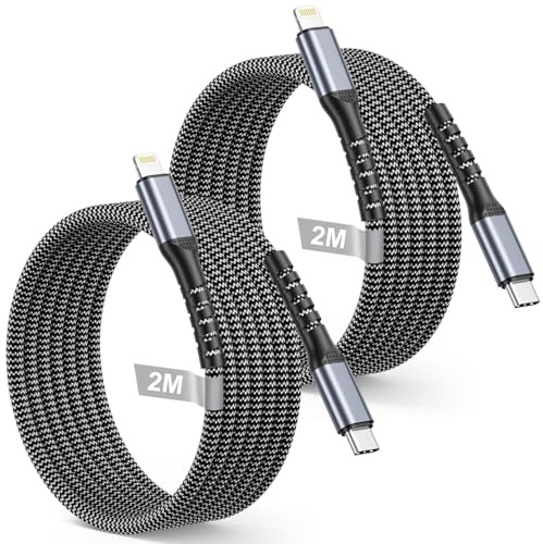 USB C to Lightning Cable 2M 2Pack, MFi Certified iPhone Charger Cable Nylon Braided Fast Charging Type-C to Lightning Cable Lead Wire for Apple iPhone 14 13 12 11 Pro Max X XR XS 8 7 Plus SE,iPad Mini