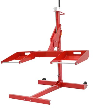 Cavalletto di sollevamento per tosaerba con ruote, 204 kg, lunghezza regolabile da 103,8 a 126,3 cm, stabile cric e cavalletto per trattori da giardino