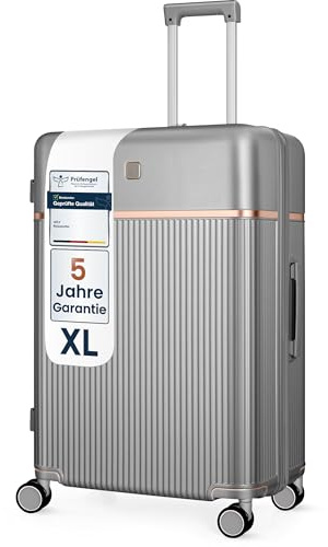 4FLY Leichter Premium Hartschalen-Reisekoffer XL - Groß 76 cm (103L) – Großer Trolley Koffer mit TSA-Schloss, 4 Spinner-Doppelrollen & Aluminium-Teleskopgriff, Aufgabegepäck Reisegepäck