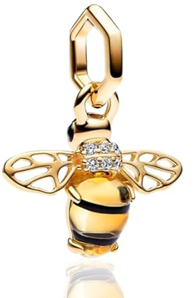 Rimgoris Gold überzogenes 925 Sterling Silber Charm, passend für DIY Armbänder, Funkelnder Anhänger mit Zirkonia, Für Frauen, Handgemachter Schmuck