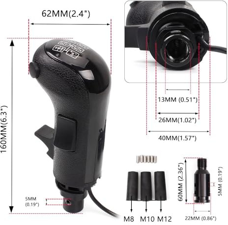 NbgrvB 18-Gear USB Shifter Knob for Logitech G25 G27 G29 G920 G923 and for Thrustmaster TH8A, High Low Gear Lever for Euro for Truck Simulator 2 and for ATS on PC