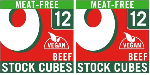 OXO 12 Vegan Beef Flavour Stock Cubes, 71 g (2-Pack) | Meat-Free, Bold Taste, Ideal for Soups, Stews, Gravy & More