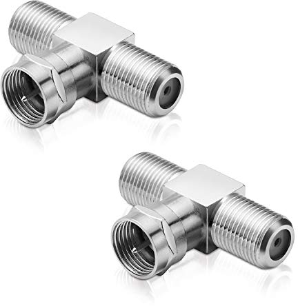 2 Stück F-Adapter SAT TV Verbinder Kupplung Splitter T-Stück F-Stecker 2X F-Buchse
