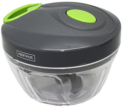 Nerthus FIH 326 Picadora de verdura, Cortador de Verduras Mini Picadora Manual de Verduras, Frutas, Zanahorias, Cebollas, Carne e incluye un Mezclador, Picadora de Alimentos con Cuerda