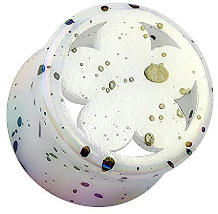 Piercingfaktor Ohr Plug Flesh Tunnel Piercing Ohrpiercing Kunststoff Double Flared mit Motiv Weiß Perlmutt Blume 10mm
