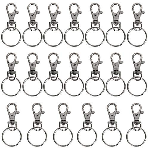 TRIXES 20 X kleine Karabiner abnehmbare schwenkbare Key Split-Ring-graue Farbe