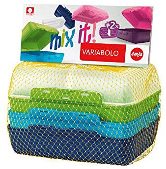emsa Brotdose VARIABOLO Clipbox Set Boys, 4-teilig, farbig, Sie erhalten 1 Packung, Packungsinhalt: 4 teilig