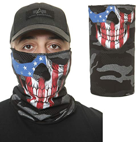 OneRedox Gesichtsschutz Bandana Halstuch Bedruckt Biker Schal Ski Motorrad Gesichtsmaske Schwarz Camo 3668