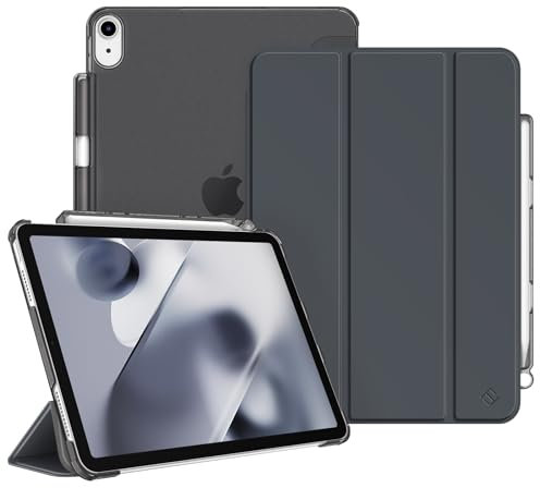 FINTIE Custodia per iPad Air 11 Pollici M3/M2 (2025/2024), iPad Air 5a/4a Gen 10,9 Pollici (2022/2020) con Portapenne - Sottile Leggero Opaca Trasparente Cover con Auto Sveglia/Sonno, Spazio Grigio