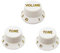 FLEOR 2T1V ST Gitarren-Bedienknöpfe 2 Töne 1 Lautstärke Golden Letter für E-Gitarren-Parts, Weiß