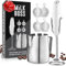 Milk Boss Milk Frother for Coffee Complete Set Coffee Gift with Upgraded Ultra Stand - Handheld Foam Maker - Whisk Drink Mixer for Coffee, Mini Hand Blender - Frother, Stencils & Frothing Pitcher