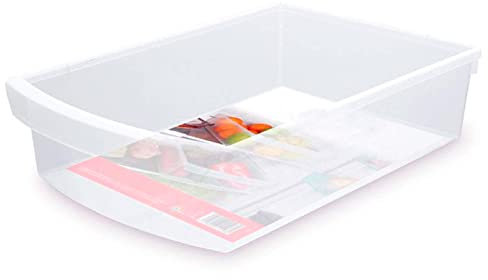 Cajón para frigorífico de plástico transparente 7,5 L. Organizador, recipiente de almacenamiento de alimentos extraíble para nevera con tirador (9,3 x 25,3 x 37,8 cm)