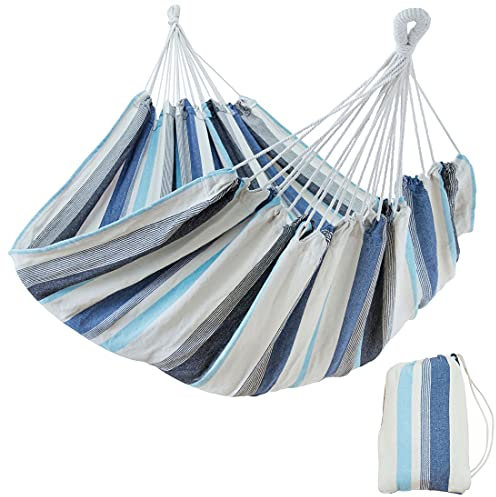 your GEAR Cebu - XXL Hängematte 220 x 160 cm | Smaragd (Grün) oder Aqua (Blau) |bis 300 kg | Baumwolle | Tuchhängematte 2 Personen| Packtasche [Aqua]