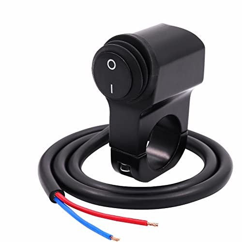Biqing Interrupteur Marche/arrêt du Guidon,Universal 12V Moto Interrupteur de Guidon 22mm Métal étanche Guidon Phare de Moto Antibrouillard Interrupteur Marche/Arrê(Noir)