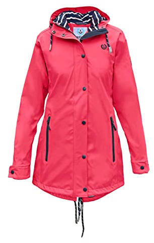 MADSea Giacca impermeabile da donna Friesennerz 620 | parka impermeabile semi-lungo | antivento con fodera interna marittima, bianco/blu, Azalea rosa, 48
