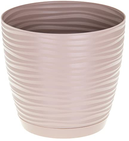 SPARKLE PLANTS Sahara Indoor Plant Pots – Modern Round Plastic Flower Pots with Drainage Hole & Saucer – 7 Sizes, 8 Colours for Succulents, Herbs, Flowers & Houseplants (27 cm, Taupe)