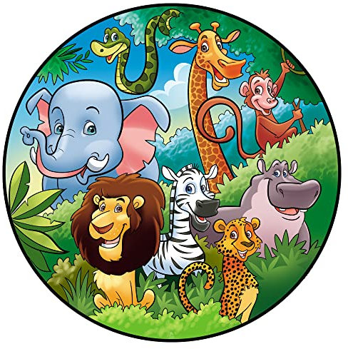 J&M DECO Tortenaufleger Safari – essbare Tortendeko Ø 20 cm – Kuchendekoration für Jungen Geburtstag mit Tiermotiv – Zuckerpapier Tortenbild – gebrauchsfertig – Made in EU