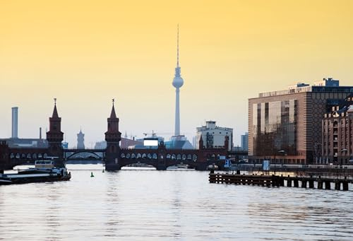 adrium Acryl-Bild 120 x 80 cm: Berliner Oberbaumbrucke mit Fernsehturm bei Sonnenuntergang (6837845)