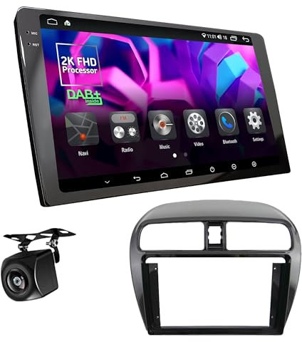 UGAR Kompatibel für Mitsubishi Mirage, Space Star 2012-2018 9 Zoll Android 14 DSP 4GB+64GB DAB+ Autoradio 2K Full HD Touchscreen GPS-Navigation