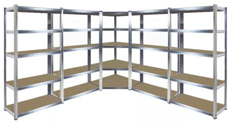Heavy Duty Galvanised Corner Shelving Unit Kit 1500mm H x 700mm / 563mm W x 300mm D 150KG UDL With 4 x Storage Racks FREE Next Working Day Delivery**