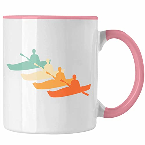 Trendation - Kajak Tasse Geschenk Kajak-Fahrer Geschenkidee Retro Geburtstag Überraschung (Rosa)