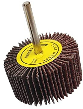 Set Lamellenschleifer 40 mm x 30 mm 6 mm Griff Schleifköpfe für Bohrmaschinen Fächerschleifer Körnung 40- 120 wahlbar, für Metall und Holz (5, P120)