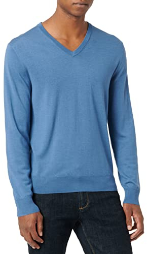 HACKETT LONDON Herren GMD Merino Silk V NCK Pullover, Brown (Khaki), M