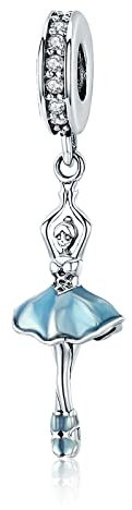 NINGAN 925 Sterling Silber elegante Ballerina Mädchen Damenarmband Anhänger Halskette Zubehör Weihnachtsgeschenke