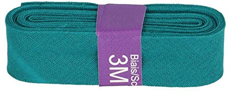 Schrägband 3m x 20mm Baumwolle gefalzt 60 Farben Einfassband Saumband, Farbe:377 petrol