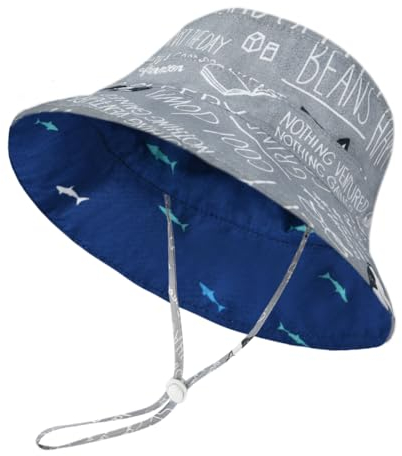 Aolso Sombrero de Sol para Bebé, Sombrero de Cubo para Niños, Sombrero de Playa de Protección Solar para Niños,Niña Sombrero de Sol, Niños Sombrero de Sol, Unisexo(50cm-Pequeño Pez-Azul